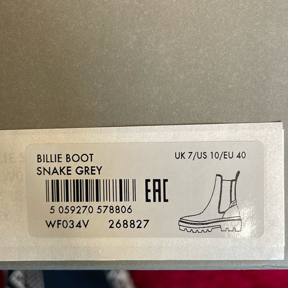 ALL SAINTS BILLIE 100% LEATHER SNAKE EMBOSSED CHELSEA BOOT GREY & BLACK SIZE 10 - Picture 9 of 15